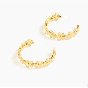 J.Crew Gold Plumeria Flower Hoop Earrings